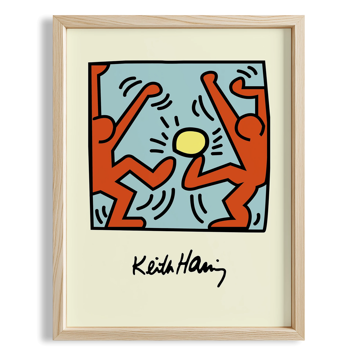 Dans Eden Çift - Keith Haring Ahşap Duvar Tablosu