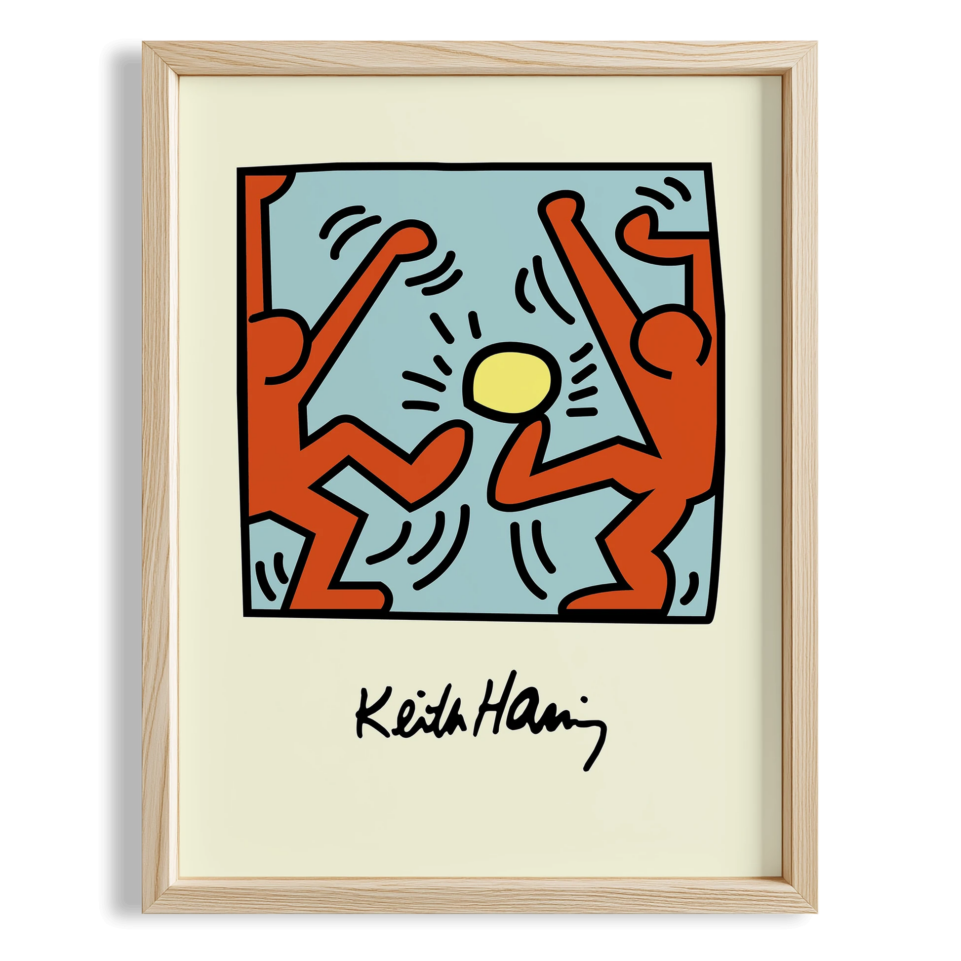 Dans Eden Çift - Keith Haring Ahşap Duvar Tablosu