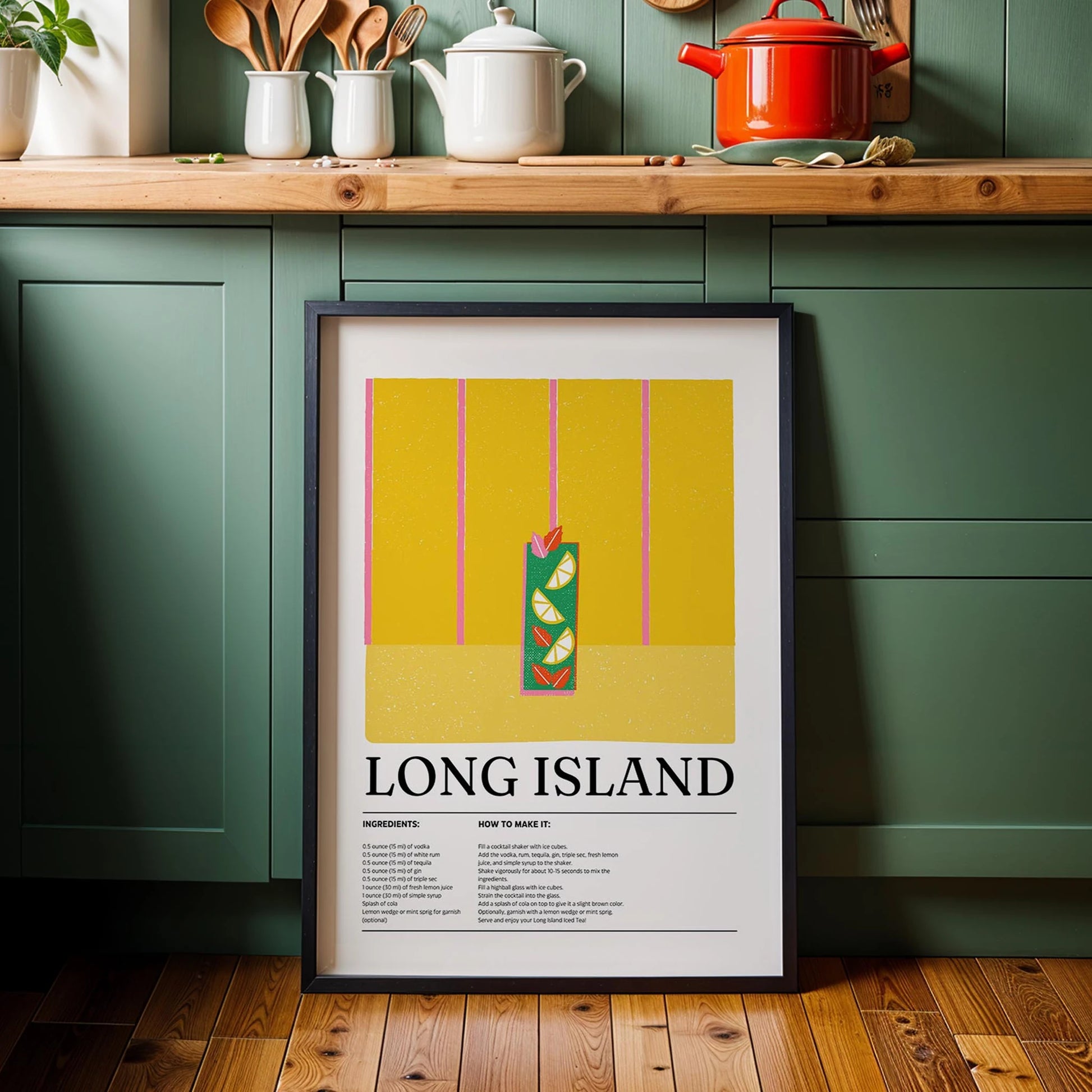 Long Island Kokteyl Tarifi Mutfak Duvar Tablosu