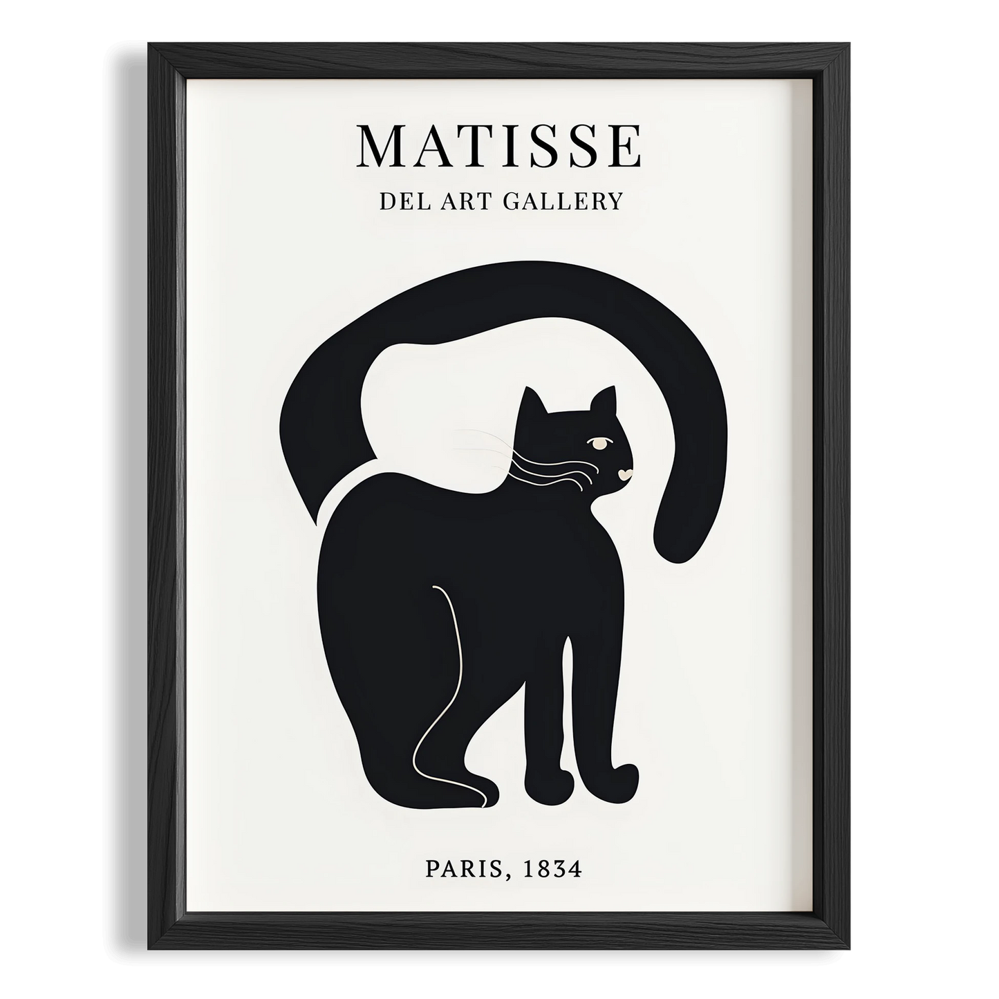 Matisse Kağıt Kesimleri Serisi Minimalist Siyah Erkek Kedi I Duvar Tablosu