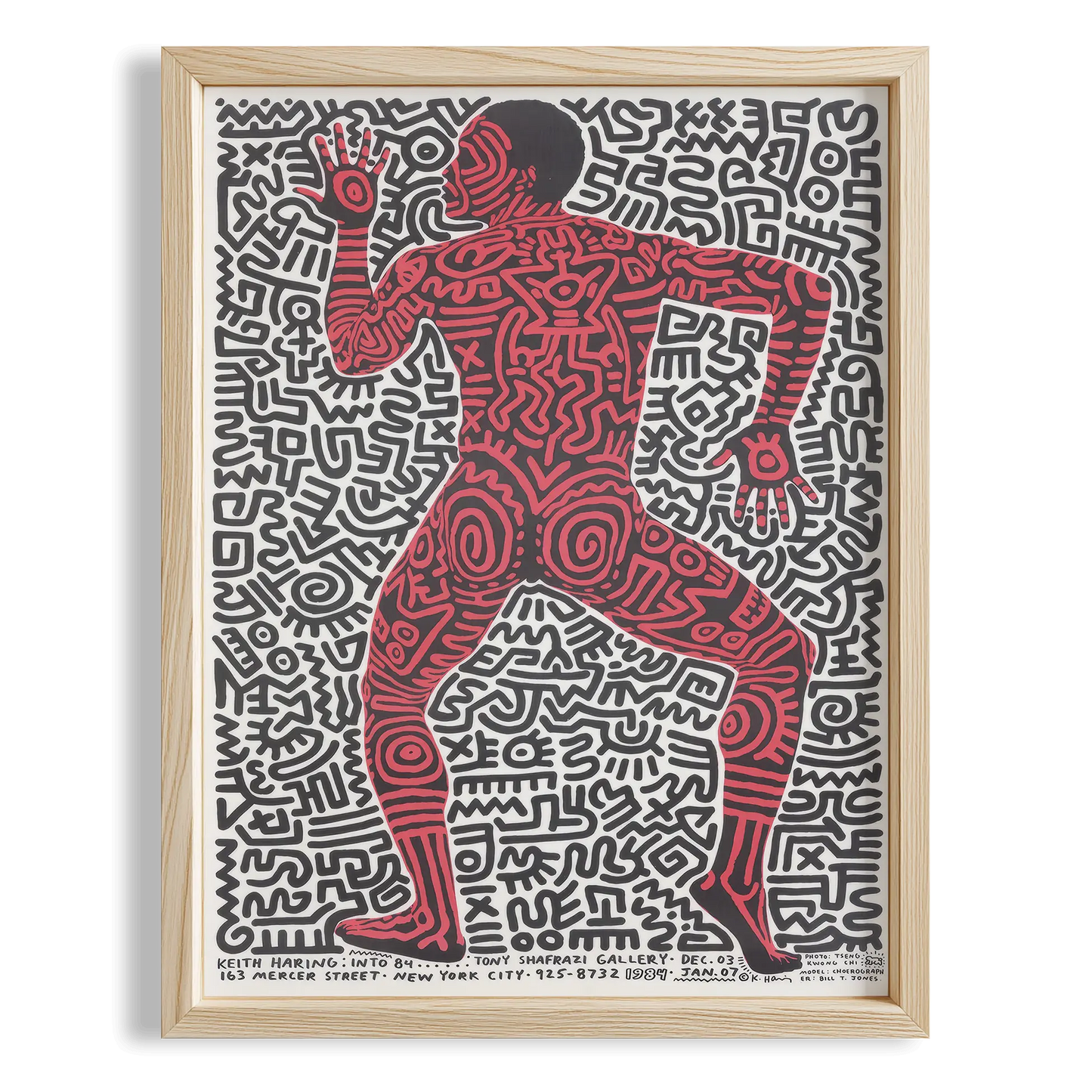 Kırmızı Dansçı - Keith Haring Ahşap Duvar Tablosu