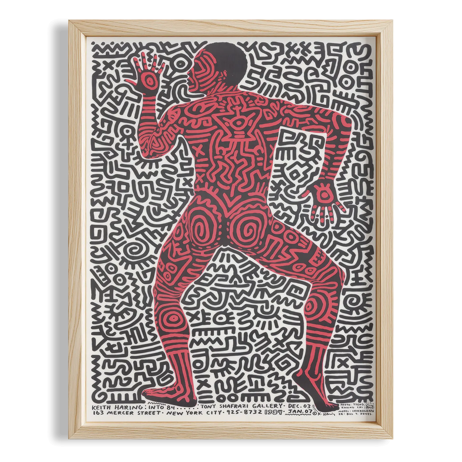 Kırmızı Dansçı - Keith Haring Ahşap Duvar Tablosu