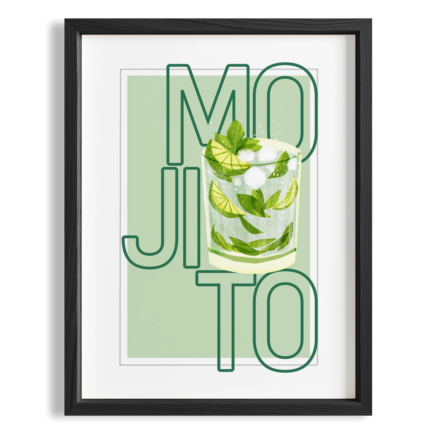 Mojito Tipografik Kokteyl Mutfak Duvar Tablosu