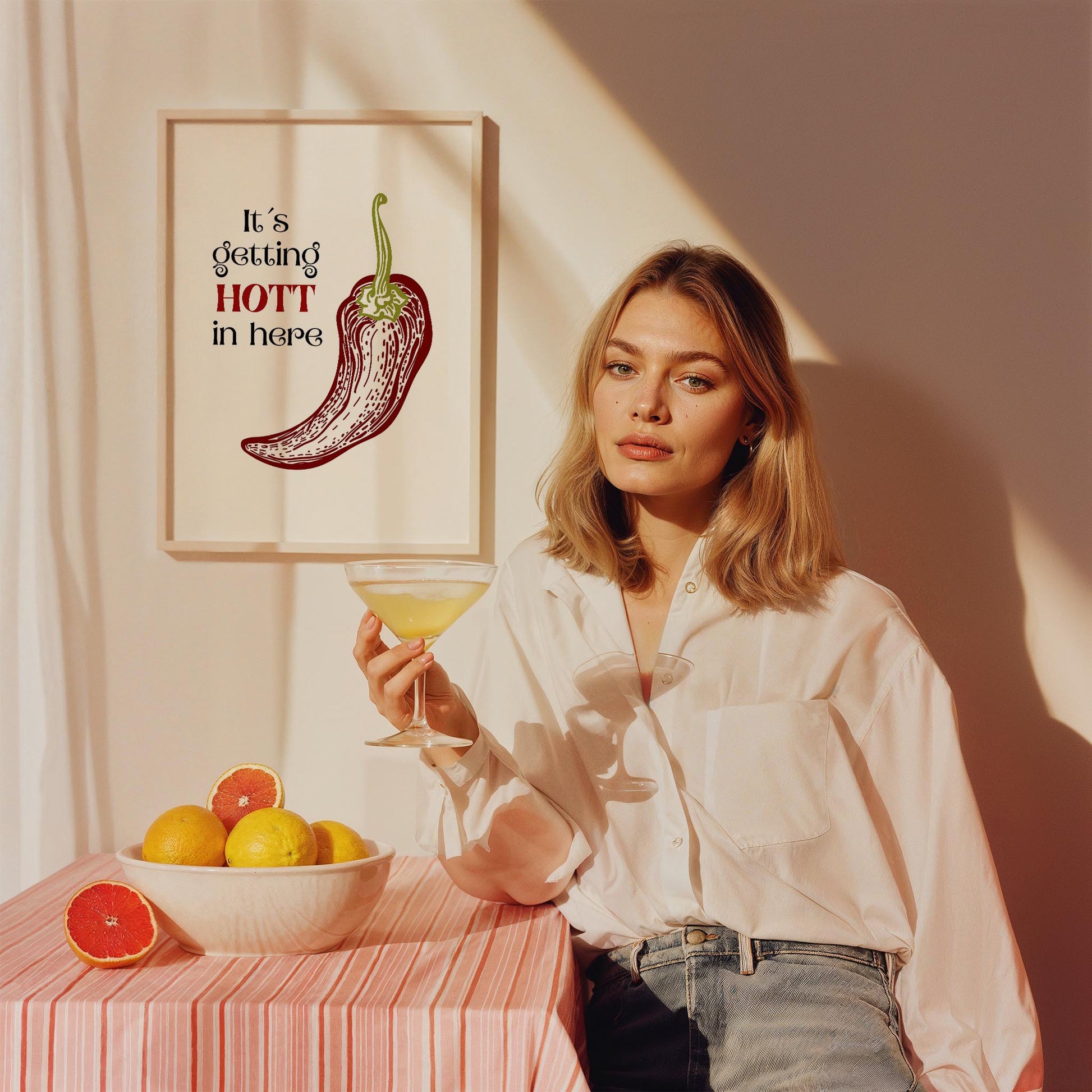 It's Getting Hot in Here Chilli Acı Biber Tipografi Mutfak Duvar Tablosu