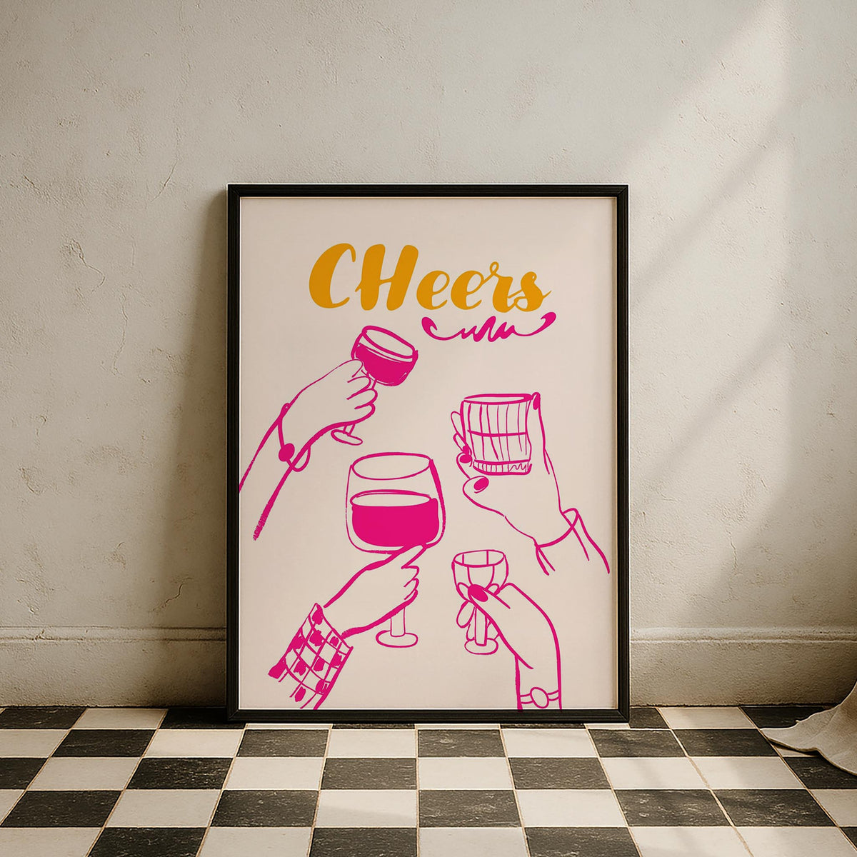 Cheers Tipografi Kokteyller Mutfak Duvar Tablosu III