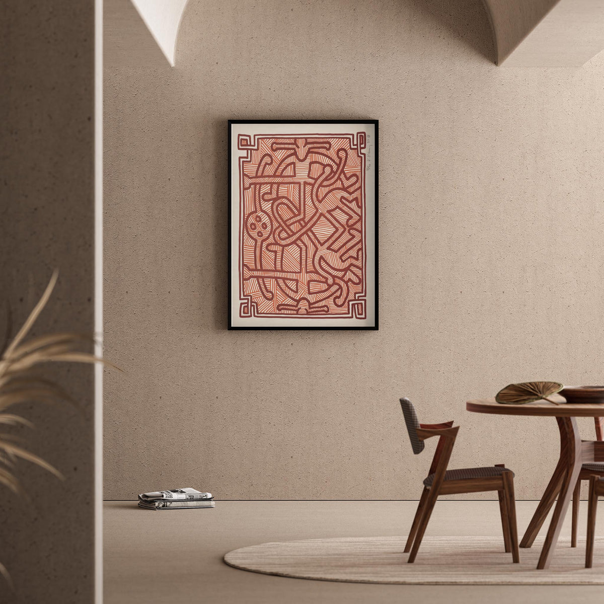 Labirent Deseni - Keith Haring Ahşap Duvar Tablosu