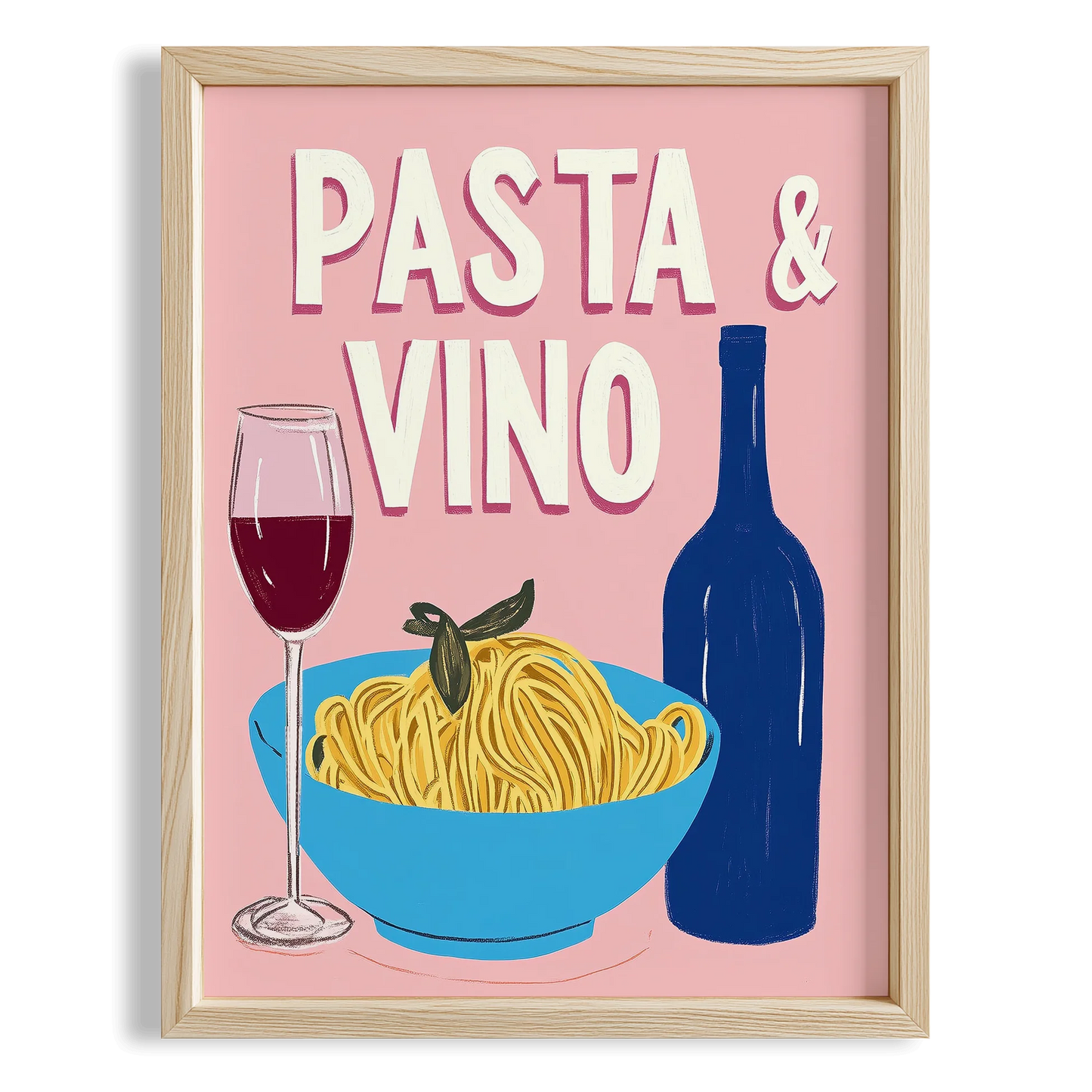 Pasta & Vino İtalyanca Tipografi Mutfak Duvar Tablosu