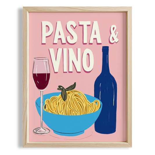Pasta & Vino İtalyanca Tipografi Mutfak Duvar Tablosu