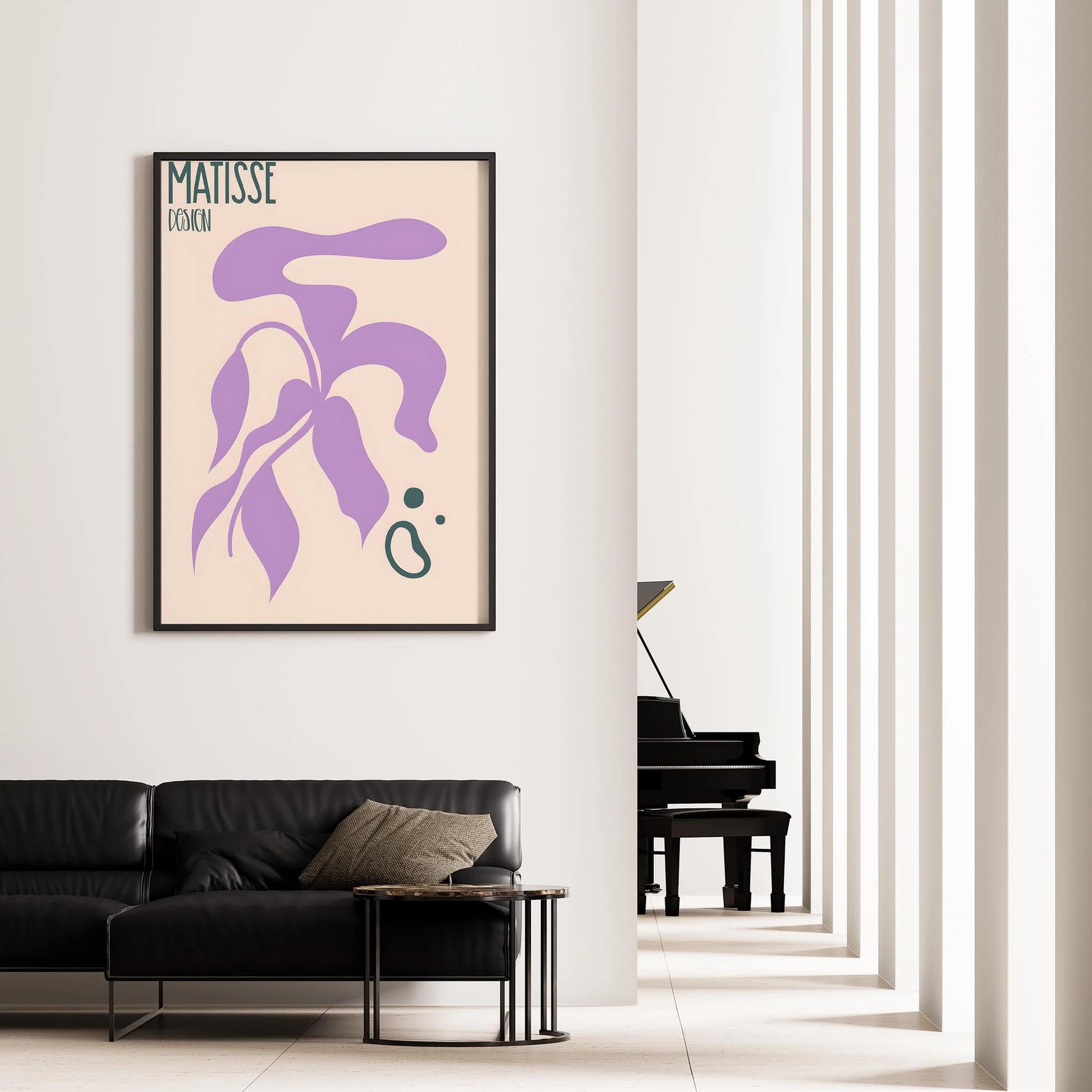 Matisse Kağıt Kesimleri Abstract Serisi Lila Bej Yaprak ve Dallar I Duvar Tablosu