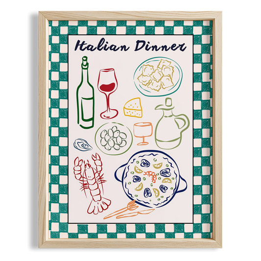 Italian Dinner Akdeniz İtalya Koleksiyonu Mutfak Duvar Tablosu