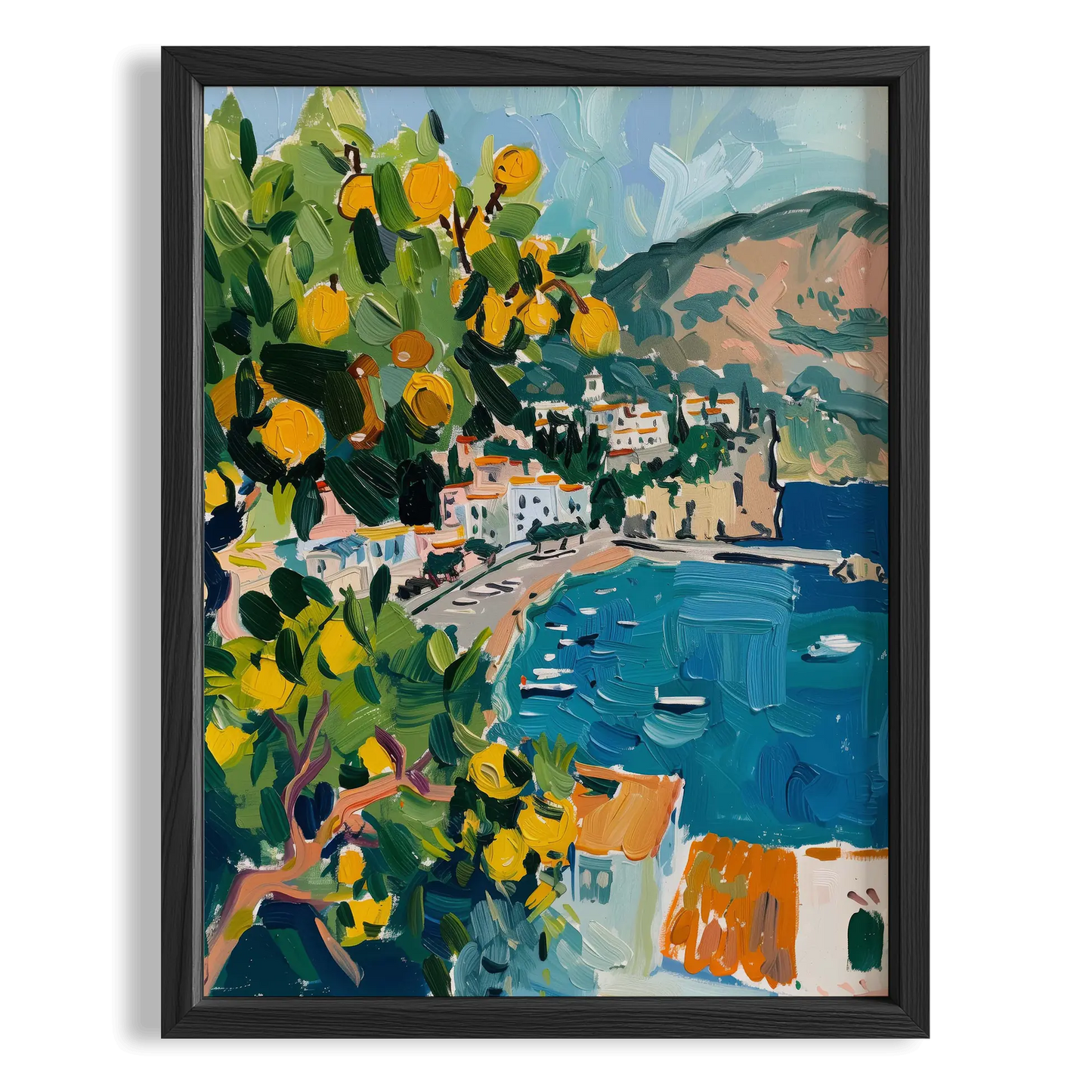 Amalfi Tepeleri ve Limon Ağaçları Limoncello İtalya Koleksiyonu Mutfak Duvar Tablosu