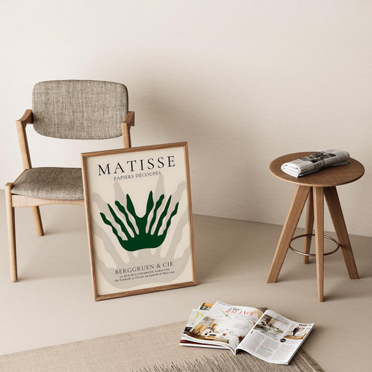 Matisse Kağıt Kesimleri Serisi Yeşil Mercan Bej Minimalist I Duvar Tablosu