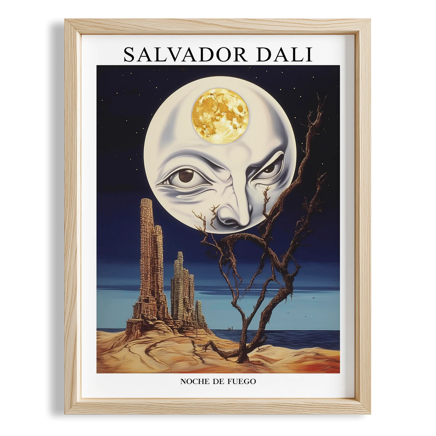 Ay Yüz - Salvador Dali Ahşap Duvar Tablosu