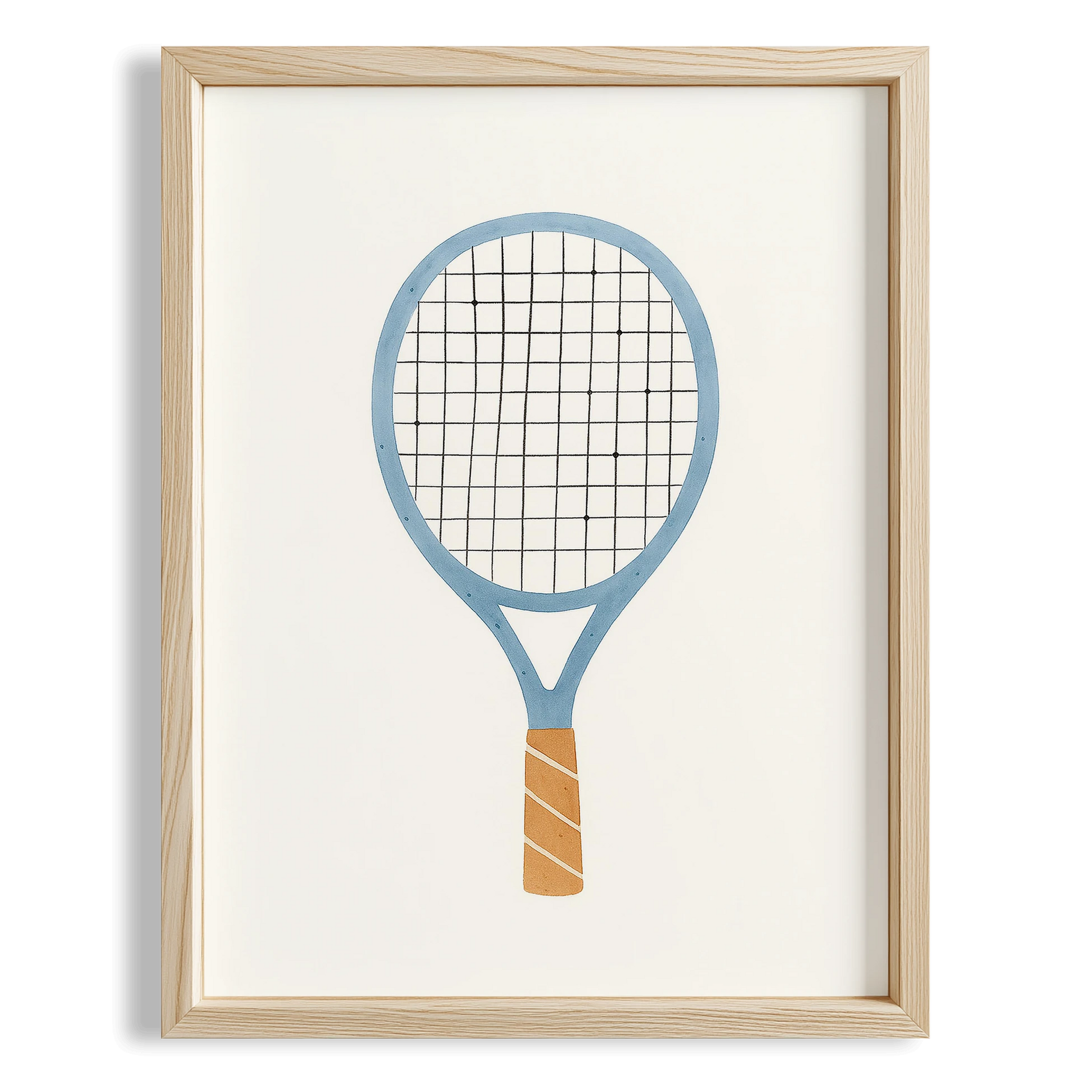 Mavi Tenis Raketi Çocuk Odası Ahşap Tablo