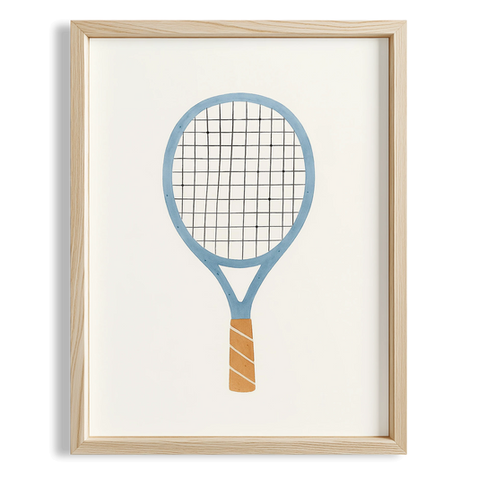 Mavi Tenis Raketi Çocuk Odası Ahşap Tablo
