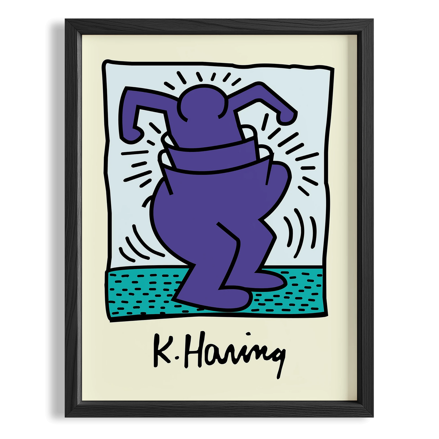 Mor Dansçı - Keith Haring Ahşap Duvar Tablosu
