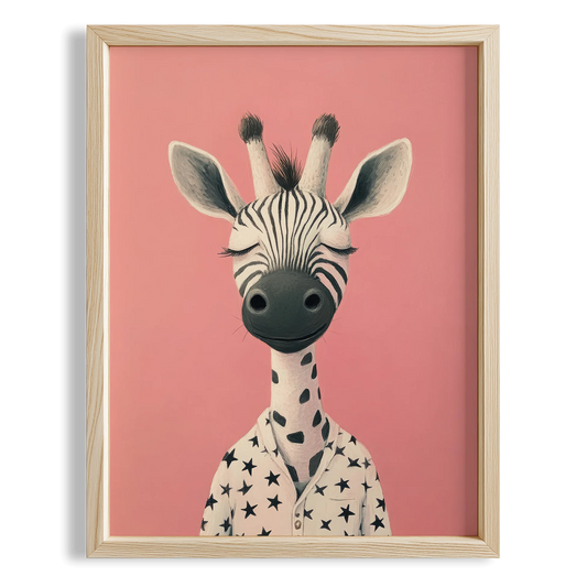 Pijamalı Uykucu Zebra - Pembe Fon