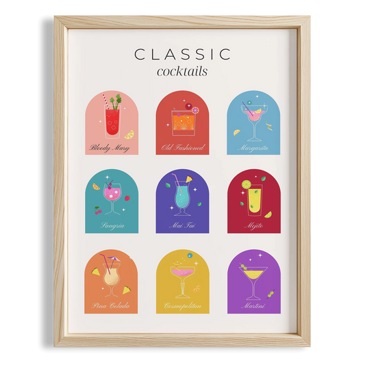 Classic Cocktails Kokteyl Rehberi Mutfak Duvar Tablosu