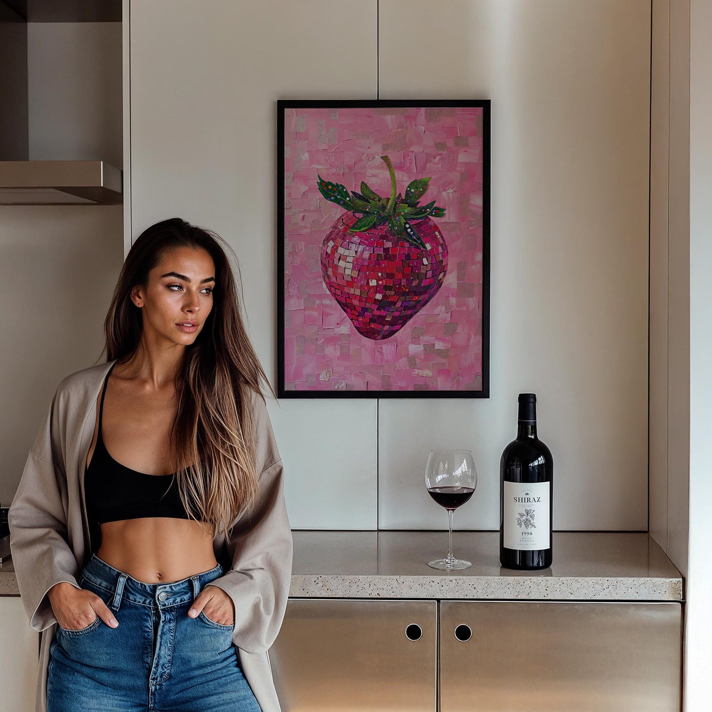Mozaik Çilek Modern Maximalist - Duvar Tablosu