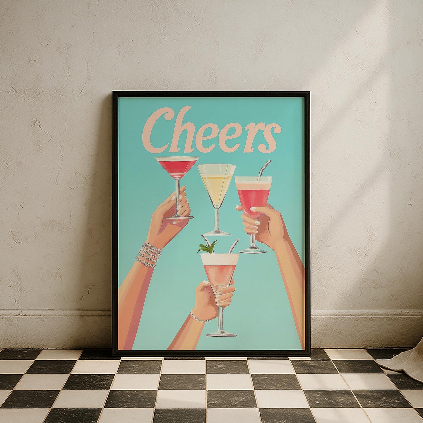 Cheers Tipografi Retro Maximalist Mutfak Duvar Tablosu