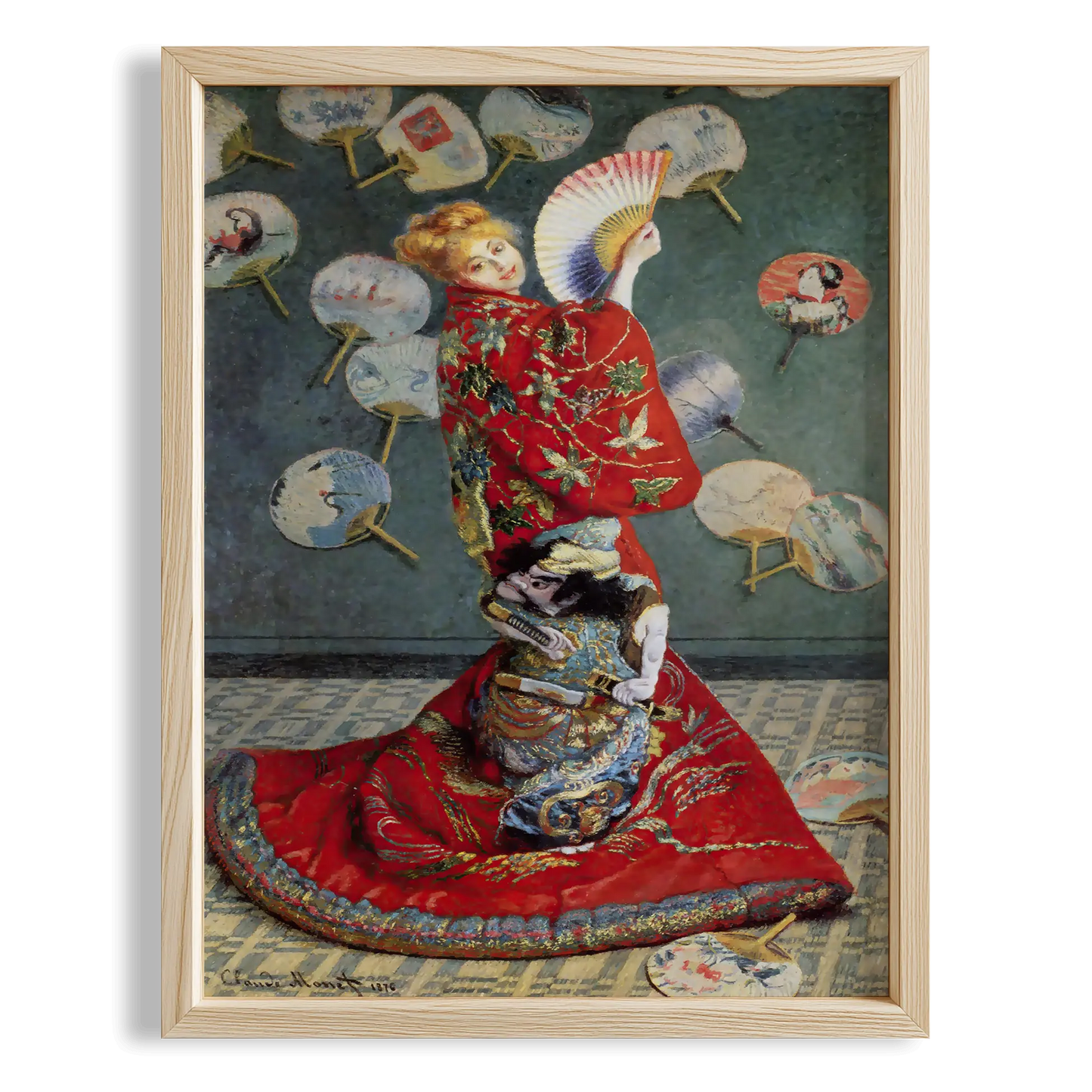 Japon Figürü - Claude Monet Ahşap Duvar Tablosu