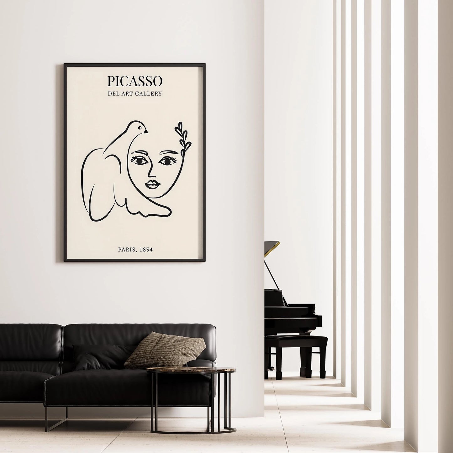 Matisse Kağıt Kesimleri Picasso Abstract Kadın Silüeti ve Kuş Sol I Duvar Tablosu