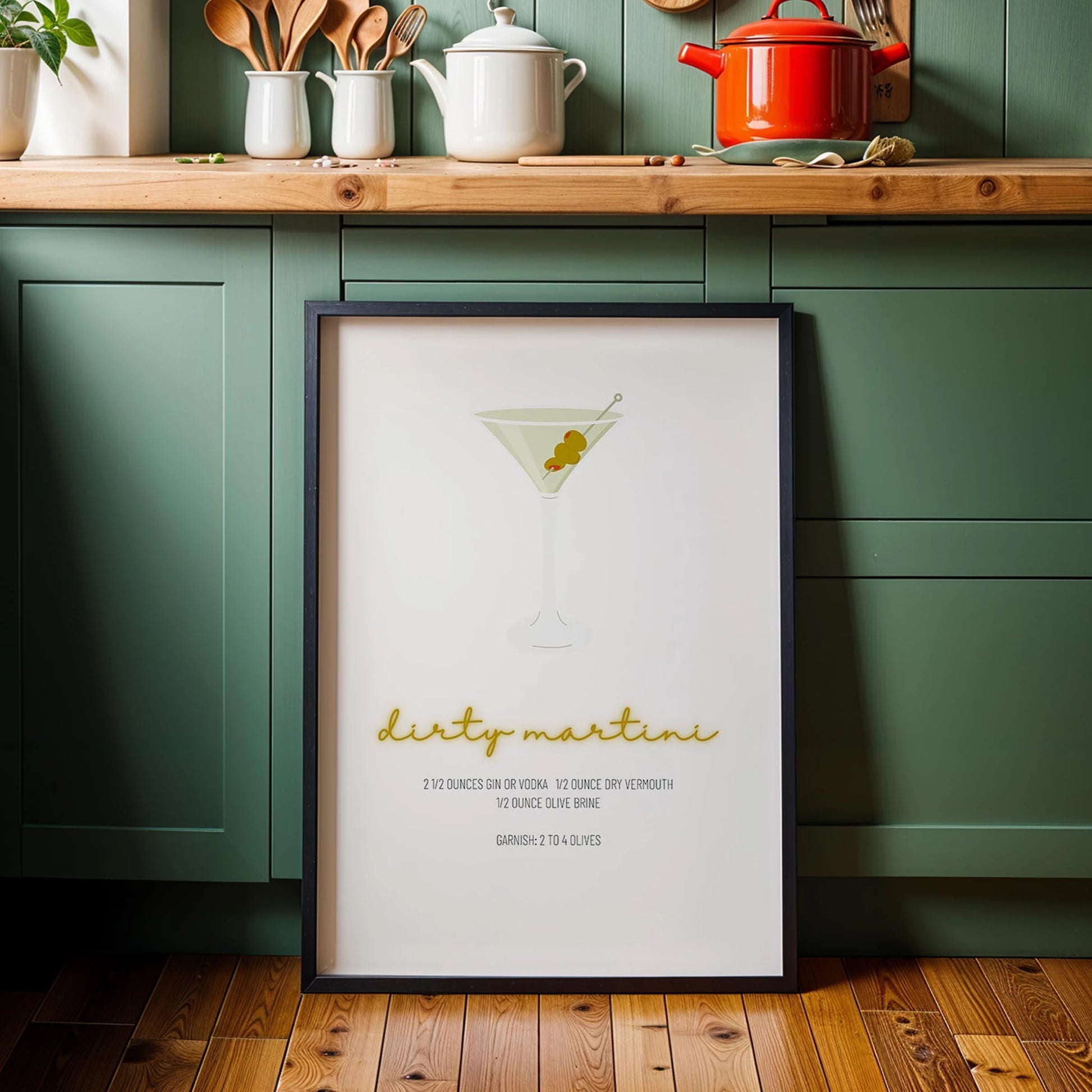 Dirty Martini Kokteyli Minimal Mutfak Duvar Tablosu