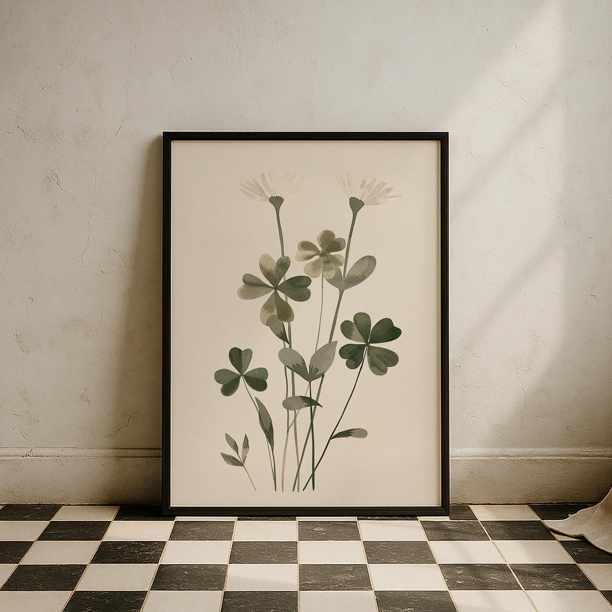Kuru Dal ve Yaprak Çizimi Minimalist - Duvar Tablosu