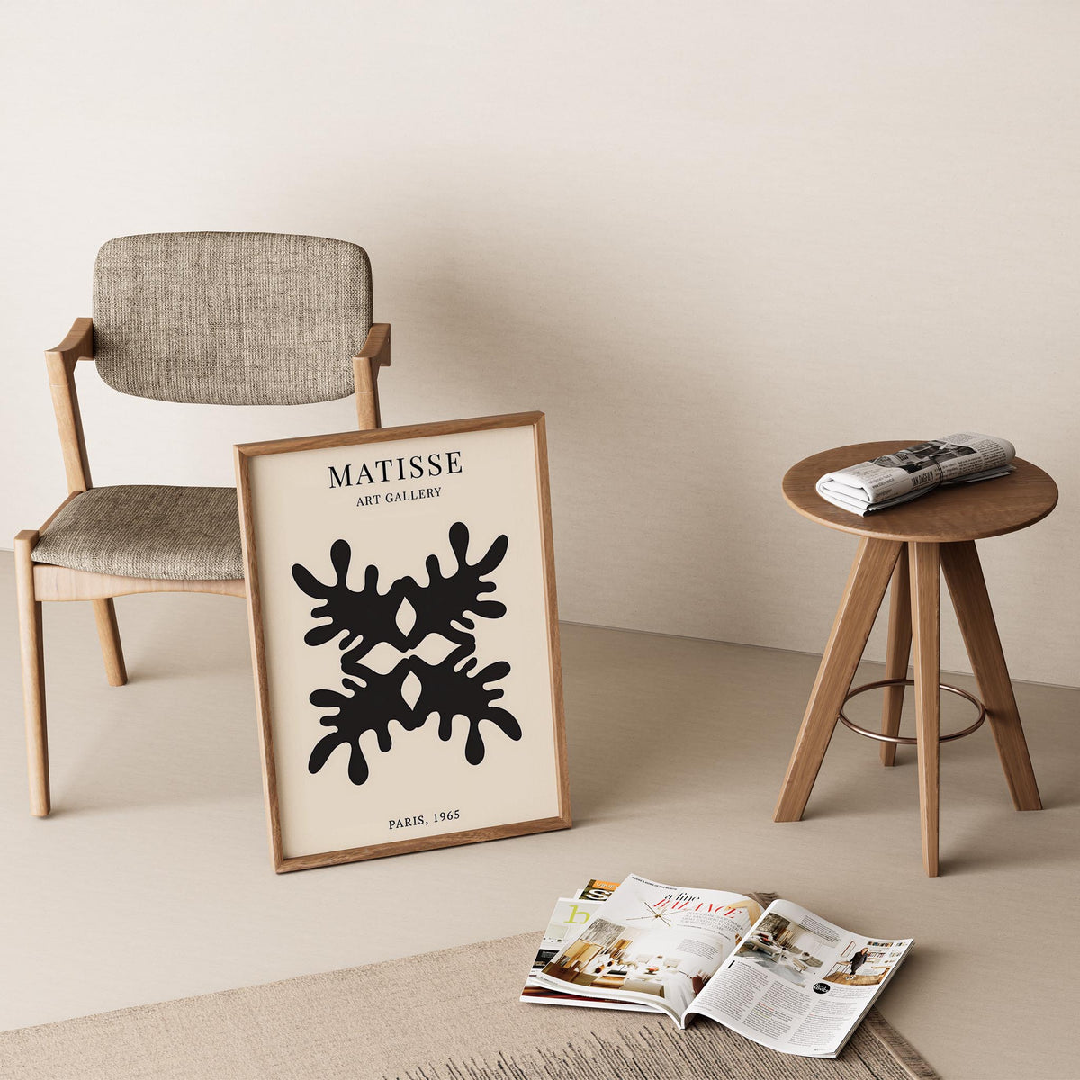 Matisse Kağıt Kesimleri Serisi Siyah Minimalist Dallar I Duvar Tablosu