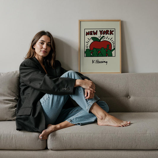 New York Kalbi - Keith Haring Ahşap Duvar Tablosu