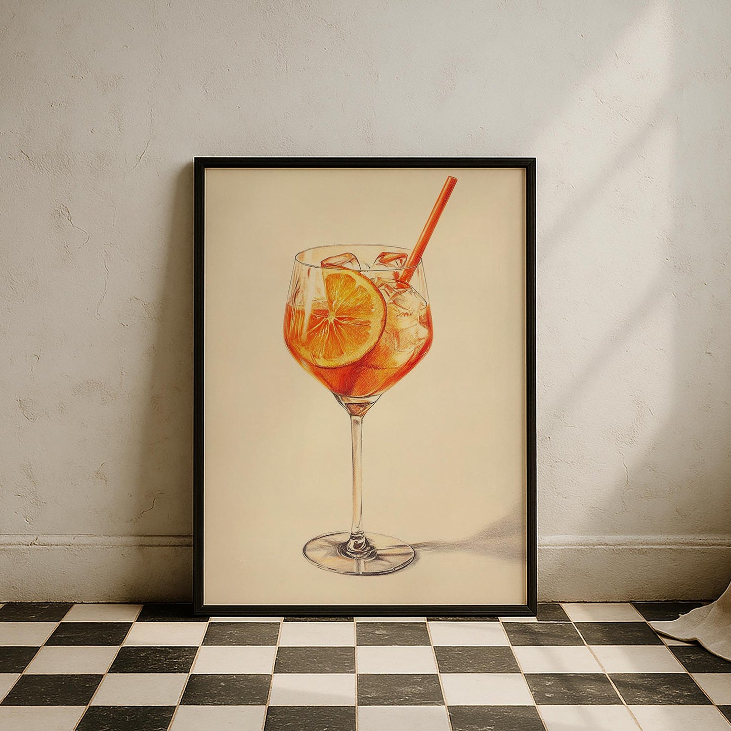 Aperol Spritz İtalyan Tarzı İllüstrasyon Mutfak Duvar Tablosu