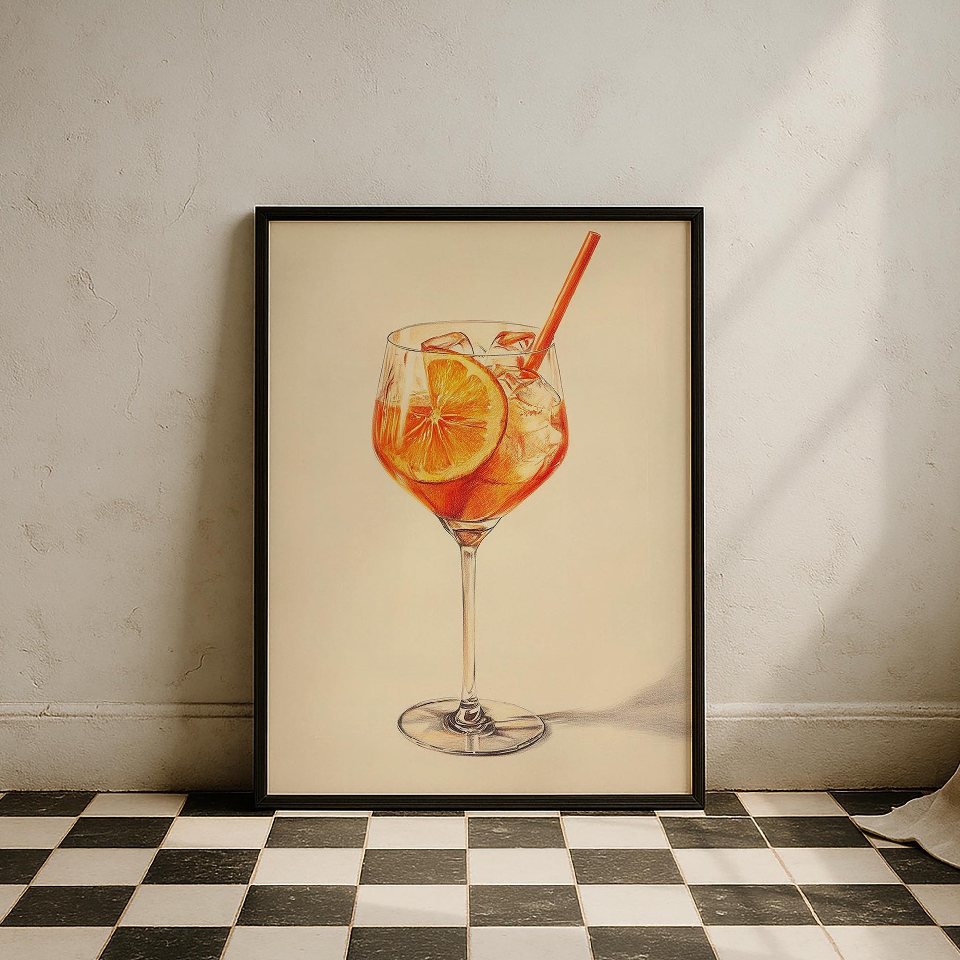 Aperol Spritz İtalyan Tarzı İllüstrasyon Mutfak Duvar Tablosu