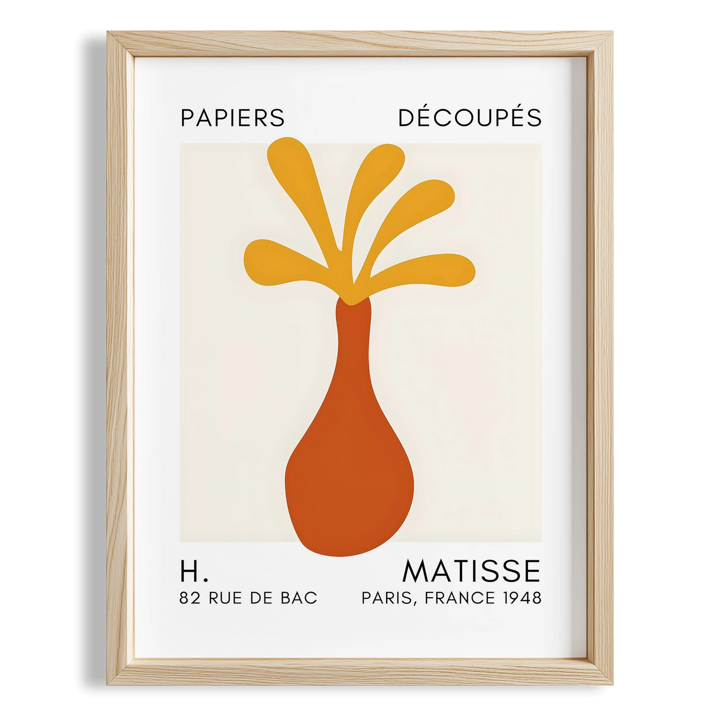 Matisse Kağıt Kesimleri Serisi Terracotta Sarı Soyut Vazo I Duvar Tablosu