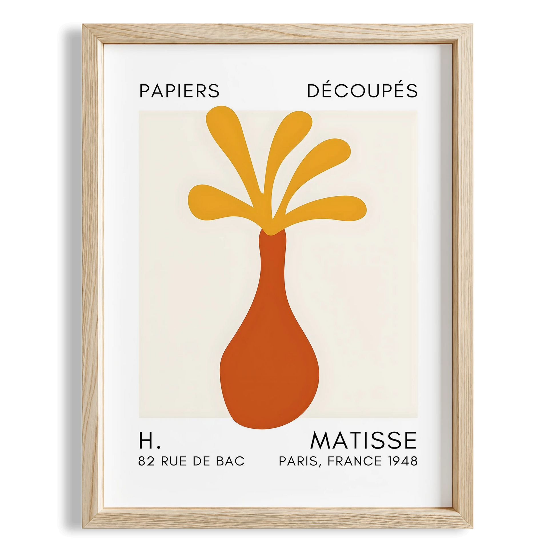 Matisse Kağıt Kesimleri Serisi Terracotta Sarı Soyut Vazo I Duvar Tablosu
