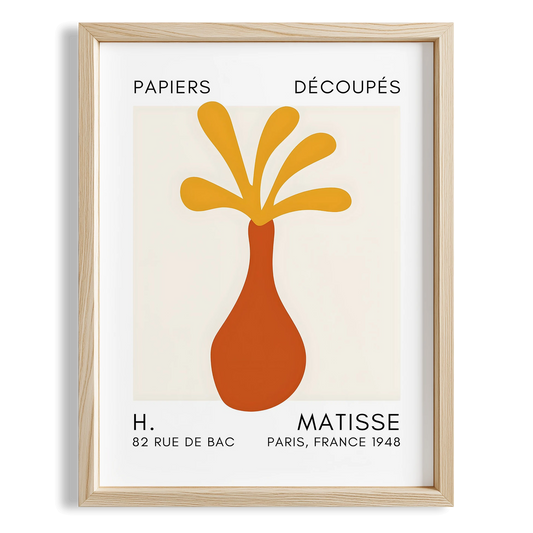 Matisse Kağıt Kesimleri Serisi Terracotta Sarı Soyut Vazo I Duvar Tablosu