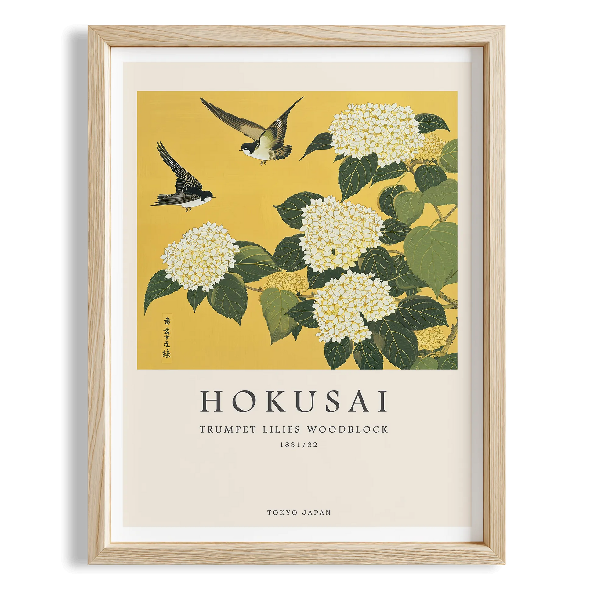 Hokusai Trompet Zambakları ve Kuşlar