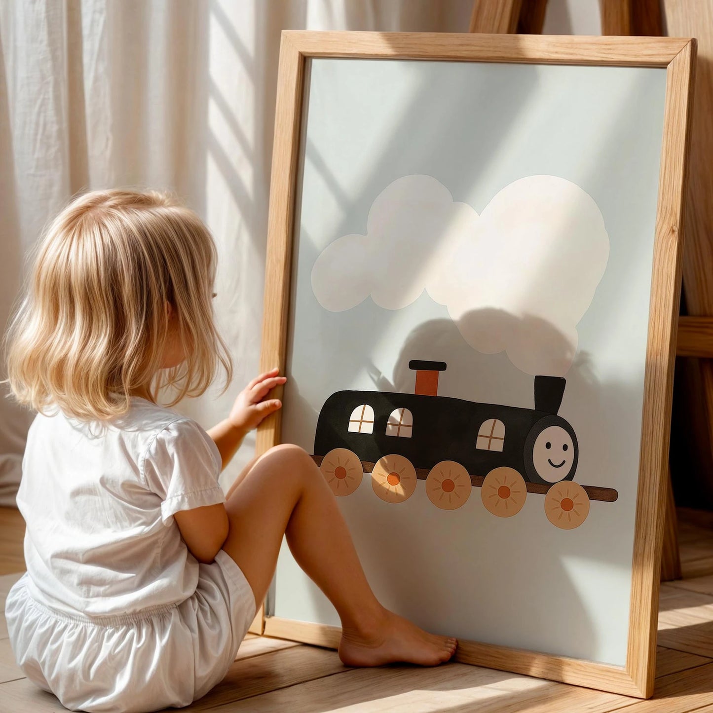 Sevimli Tren Çocuk Odası Ahşap Tablo