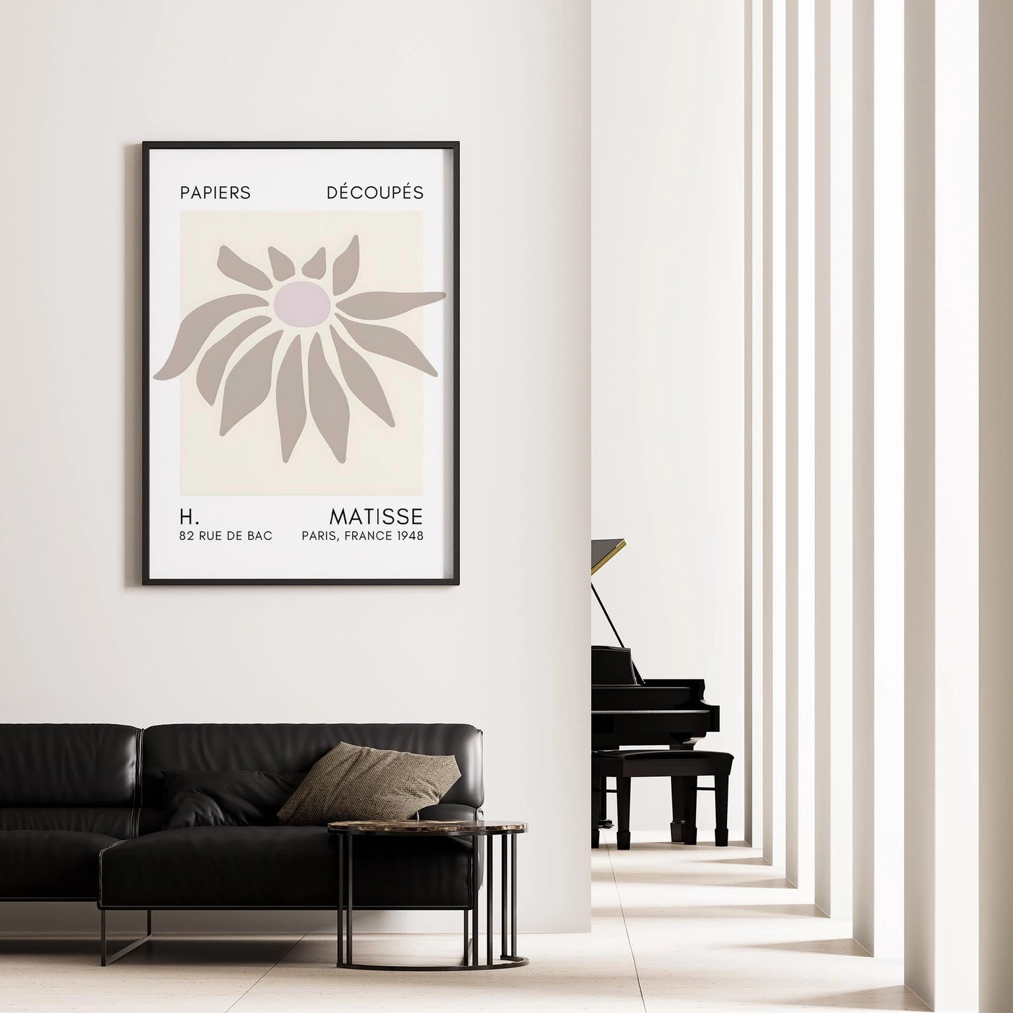 Matisse Kağıt Kesimleri Serisi Bej Soyut Çiçek I Duvar Tablosu