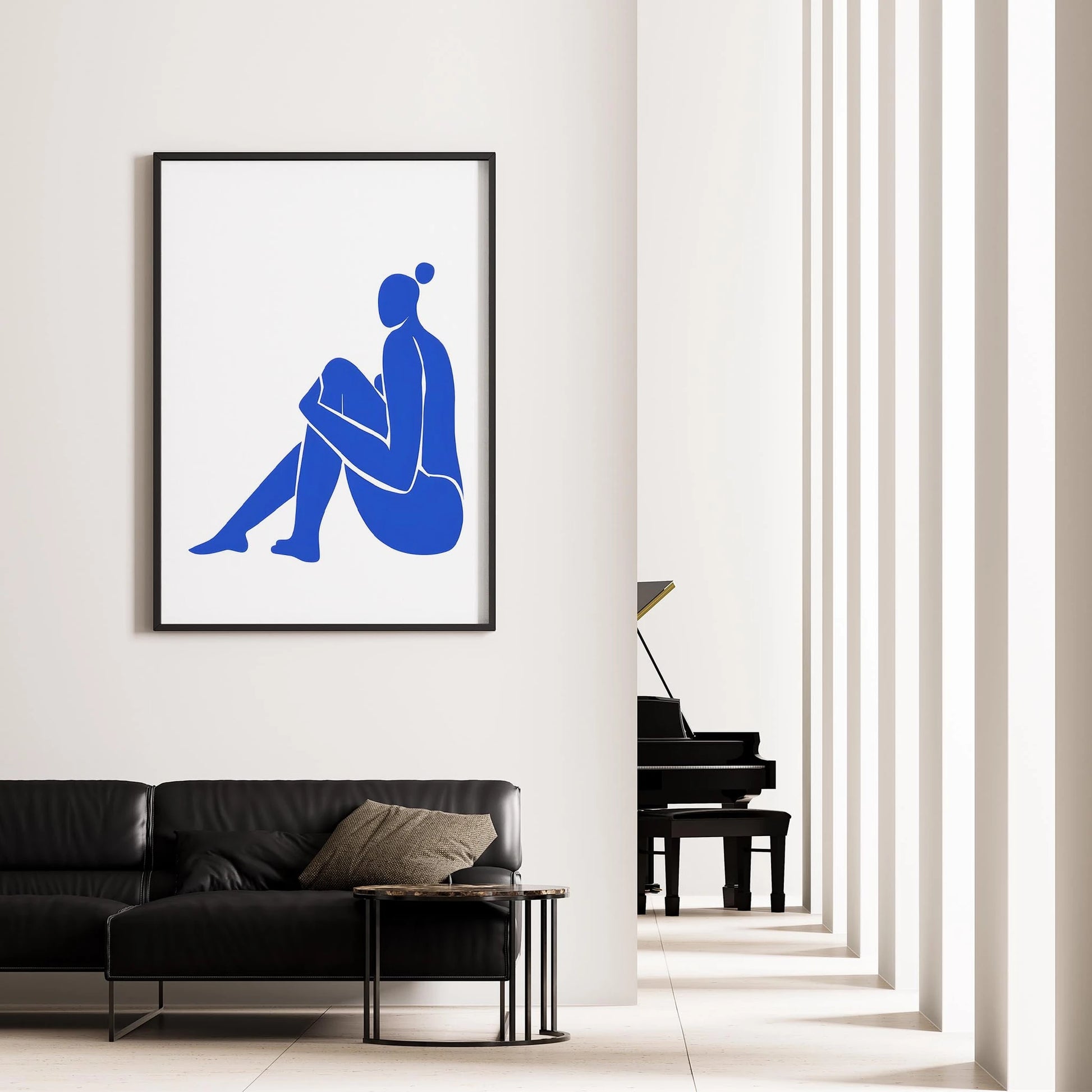 Matisse Kağıt Kesimleri Serisi Kobalt Mavi Minimalist Kadın Figürü I Duvar Tablosu