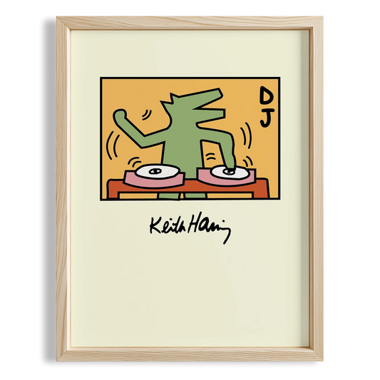 DJ - Keith Haring Ahşap Duvar Tablosu