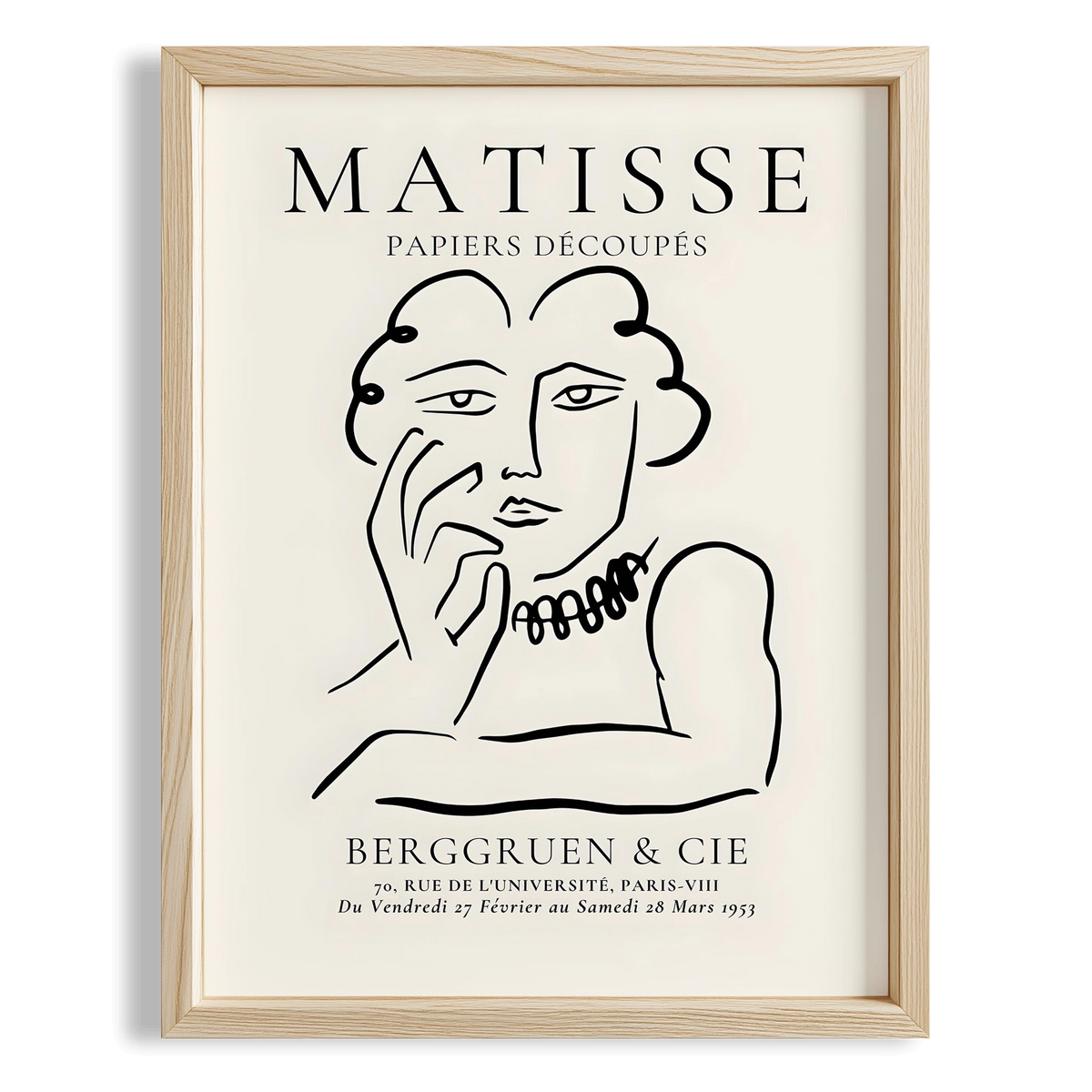 Matisse Kağıt Kesimleri Minimalist Çizgi Sanatı Estetik Kadın Portresi VIII Duvar Tablosu