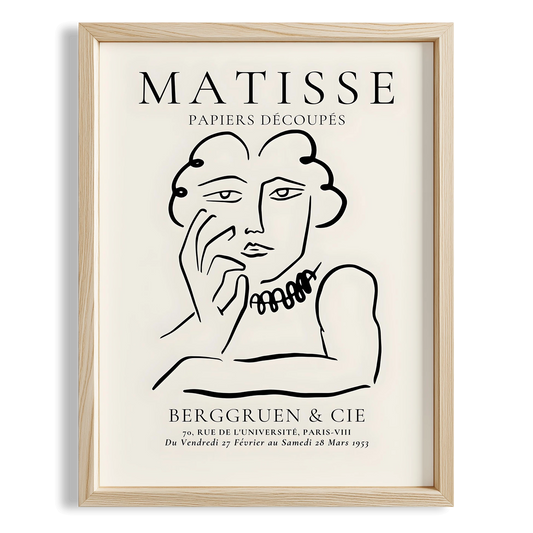 Matisse Kağıt Kesimleri Minimalist Çizgi Sanatı Estetik Kadın Portresi VIII Duvar Tablosu