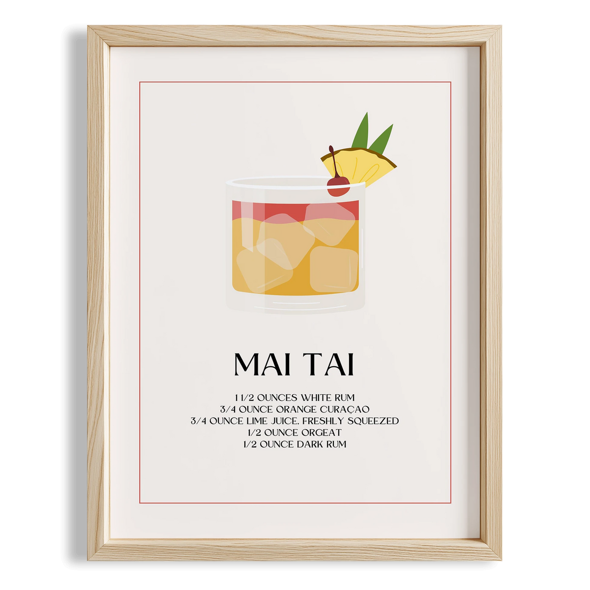 Mai Tai Kokteyli Minimal Mutfak Duvar Tablosu
