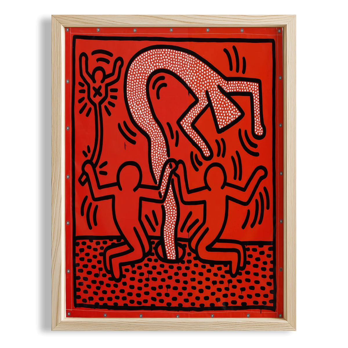 Kırmızı İkili - Keith Haring Ahşap Duvar Tablosu