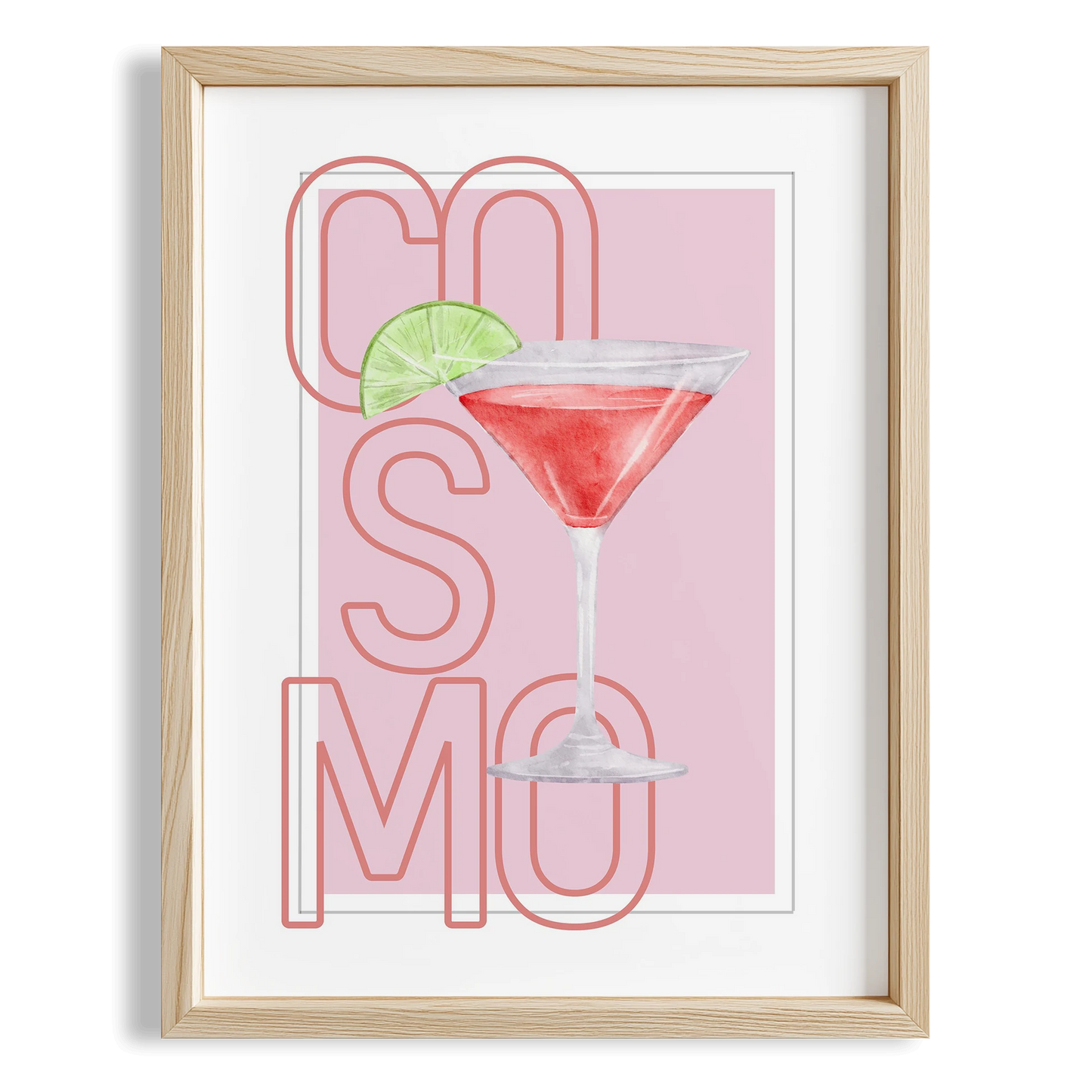 Cosmopolitan Tipografik Kokteyl Mutfak Duvar Tablosu