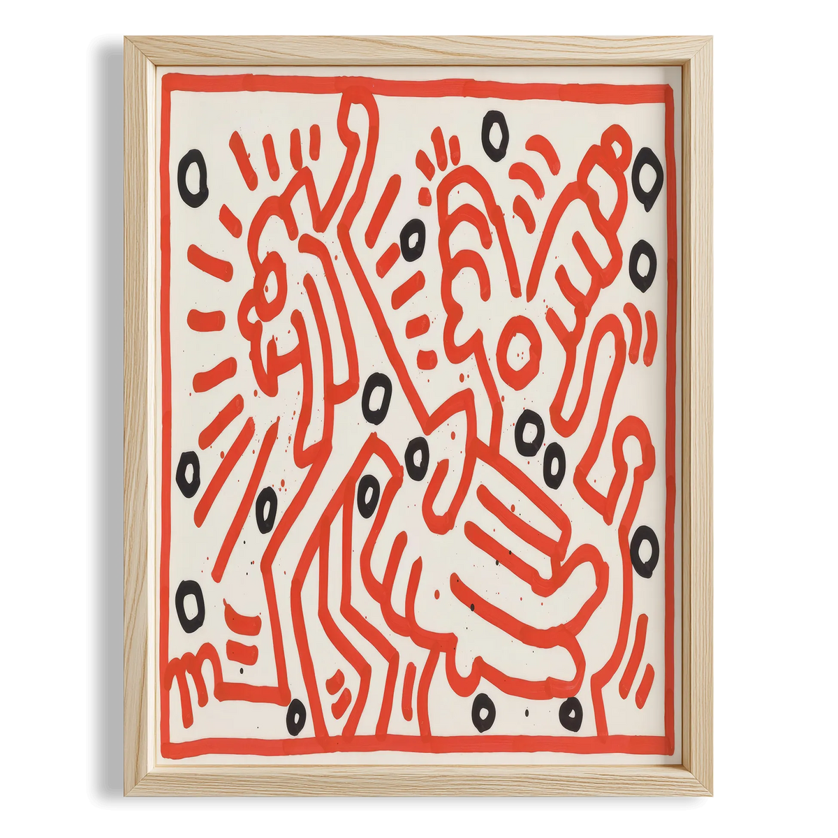 Hareketli Figür - Keith Haring Ahşap Duvar Tablosu