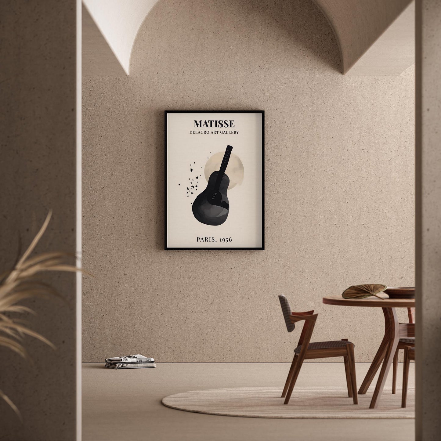Matisse Kağıt Kesimleri Serisi Minimalist Gitar Motifi I Duvar Tablosu