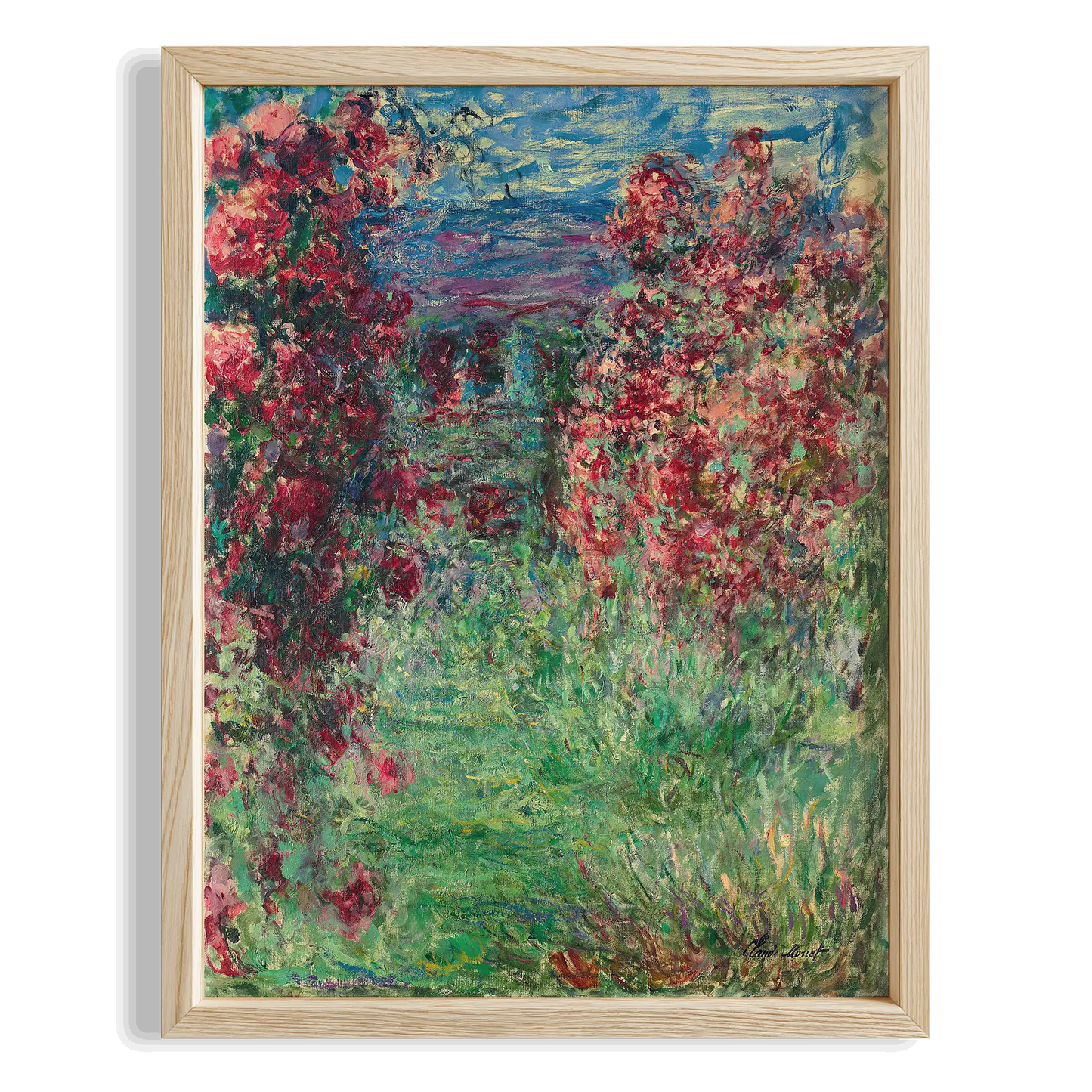 Çiçekli Bahçe - Claude Monet Ahşap Duvar Tablosu