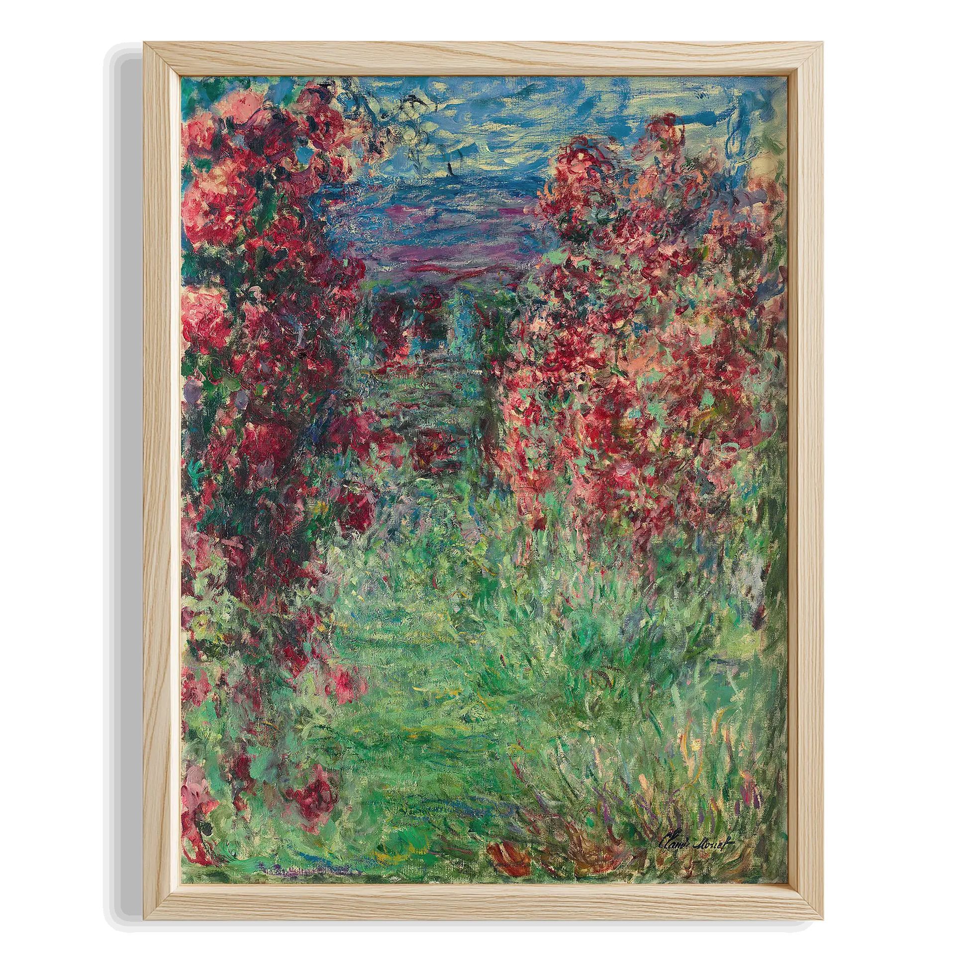 Çiçekli Bahçe - Claude Monet Ahşap Duvar Tablosu