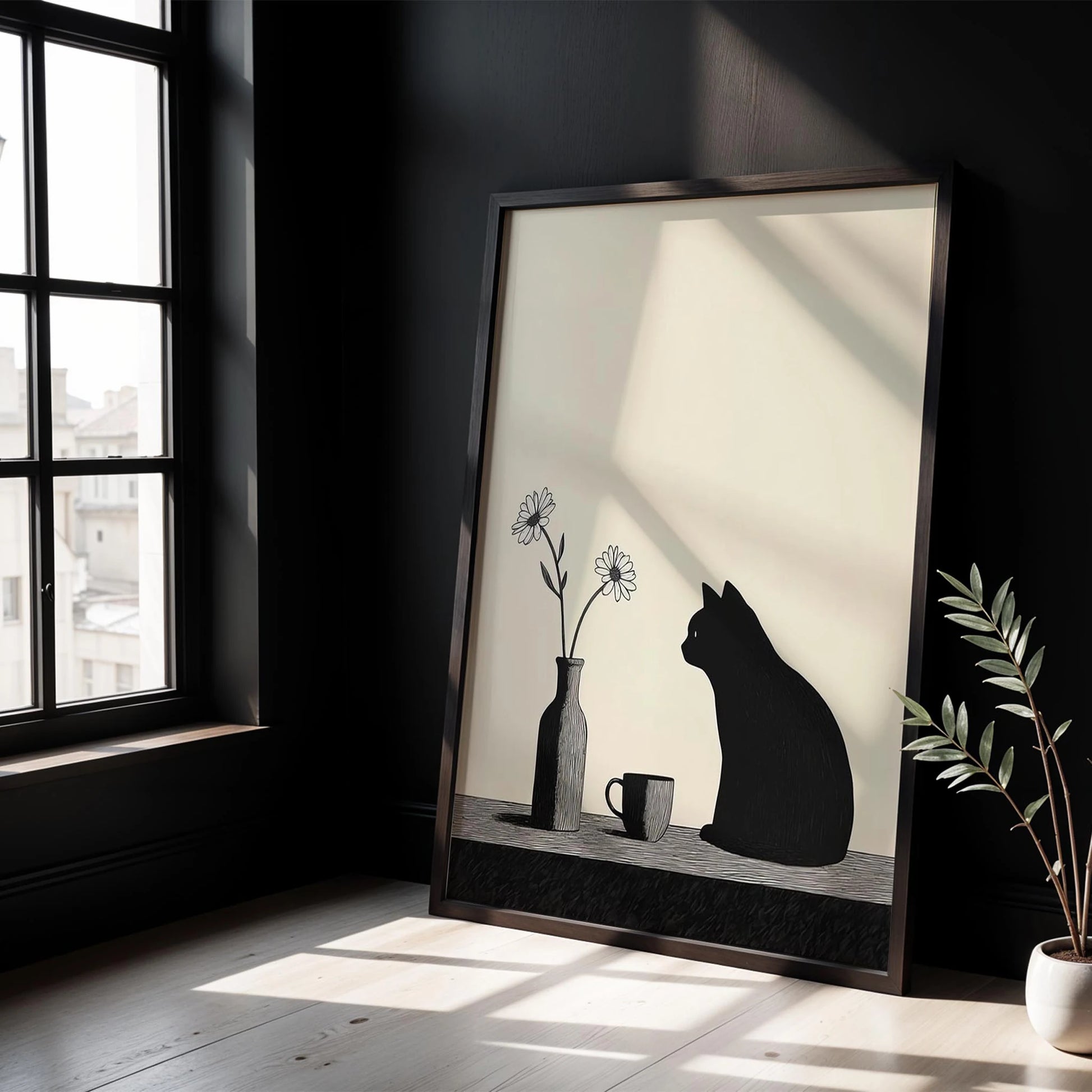 Kedi Portre XI - Minimalist Siyah